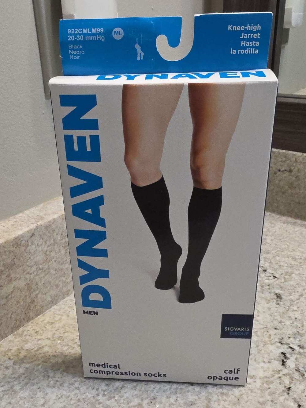 Dynaven Men’s Knee-High Medical Compression Socks — Black